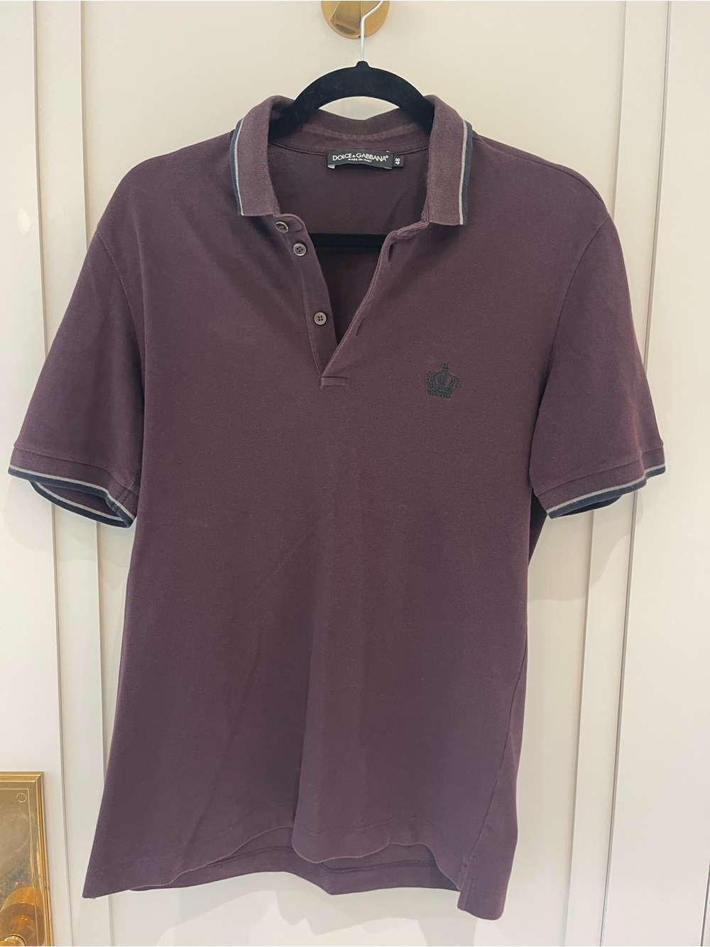 Dolce & Gabbana Men's Plum Polo with Dark Contrast Trim